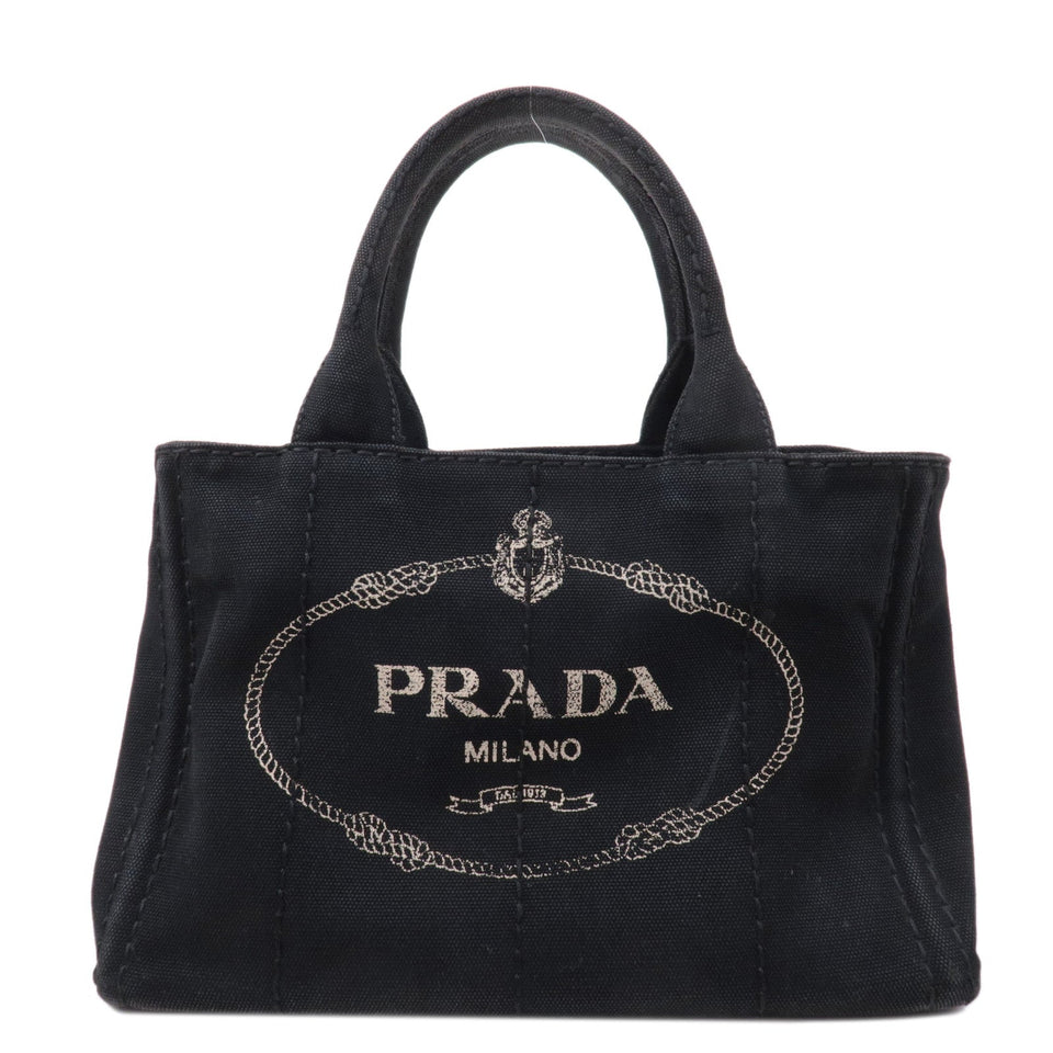 Prada Canapa Mini Canvas Tote Bag Hand Bag Black