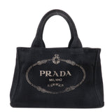 Prada Canapa Mini Canvas Tote Bag Hand Bag Black