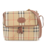 BURBERRY Nova Plaid PVC Leather Shoulder Bag Beige Brown