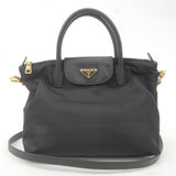 Prada Logo Nylon Leather 2Way Bag Hand Bag NERO Black BN2106