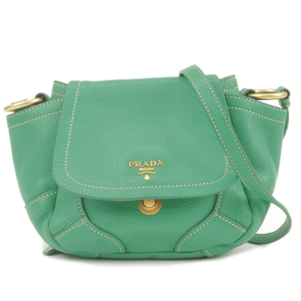 Prada Logo Leather Shoulder Bag Crossbody Bag Green