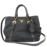Prada Nylon Leather 2Way Bag Tote Bag Hand Bag Black