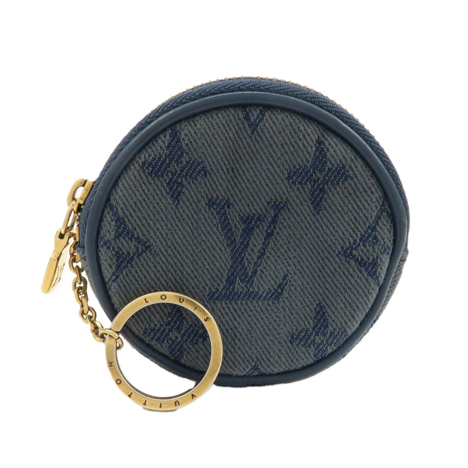 Louis Vuitton Monogram Denim Round Pouch Coin Case Blue M68290