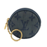 Louis Vuitton Monogram Denim Round Pouch Coin Case Blue M68290