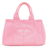 Prada Logo Canapa CanvasTote Bag Hand Bag Pink B1877B