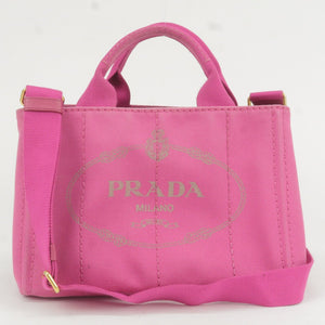 Prada Canapa Mini Canvas 2Way Bag Shoulder Bag Pink B2439G