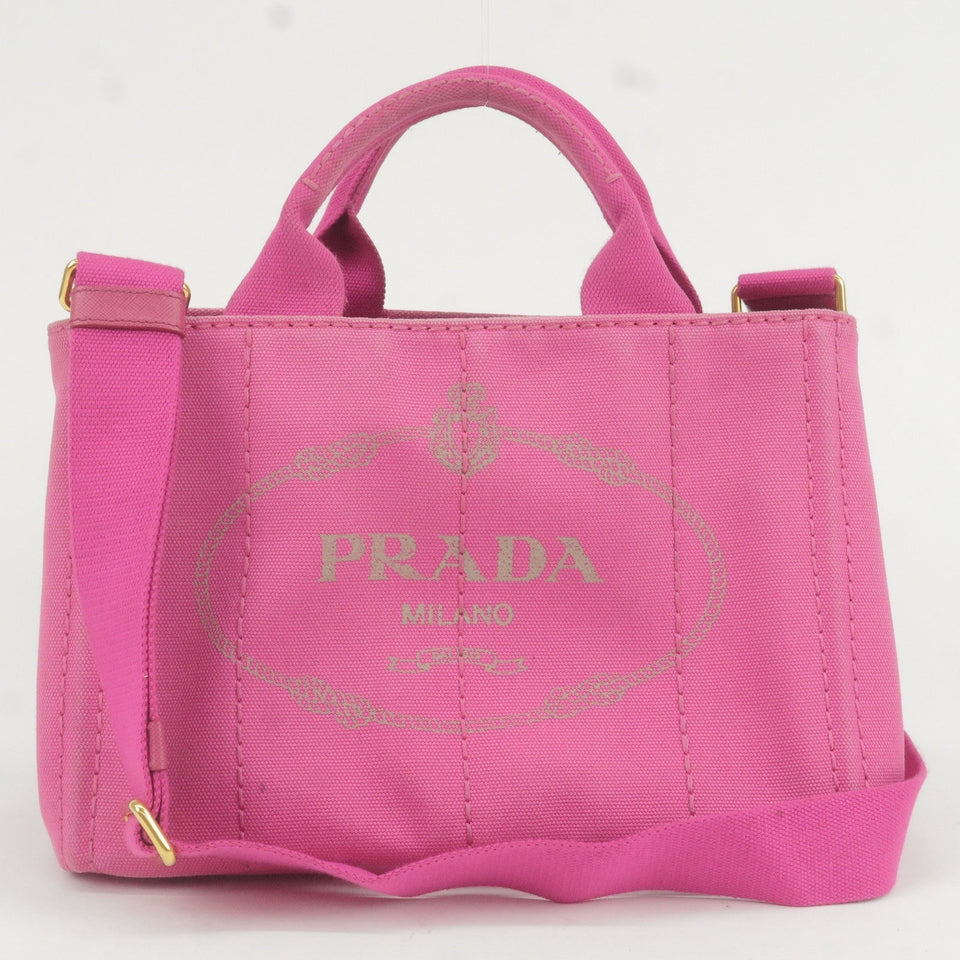 Prada Canapa Mini Canvas 2Way Bag Shoulder Bag Pink B2439G