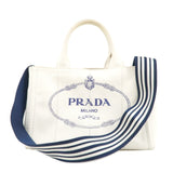 Prada Canapa Mini Canvas 2Way Tote Bag Hand Bag White 1BG439
