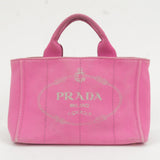 Prada Logo Canapa Mini Canvas Hand Bag Tote Bag Pink