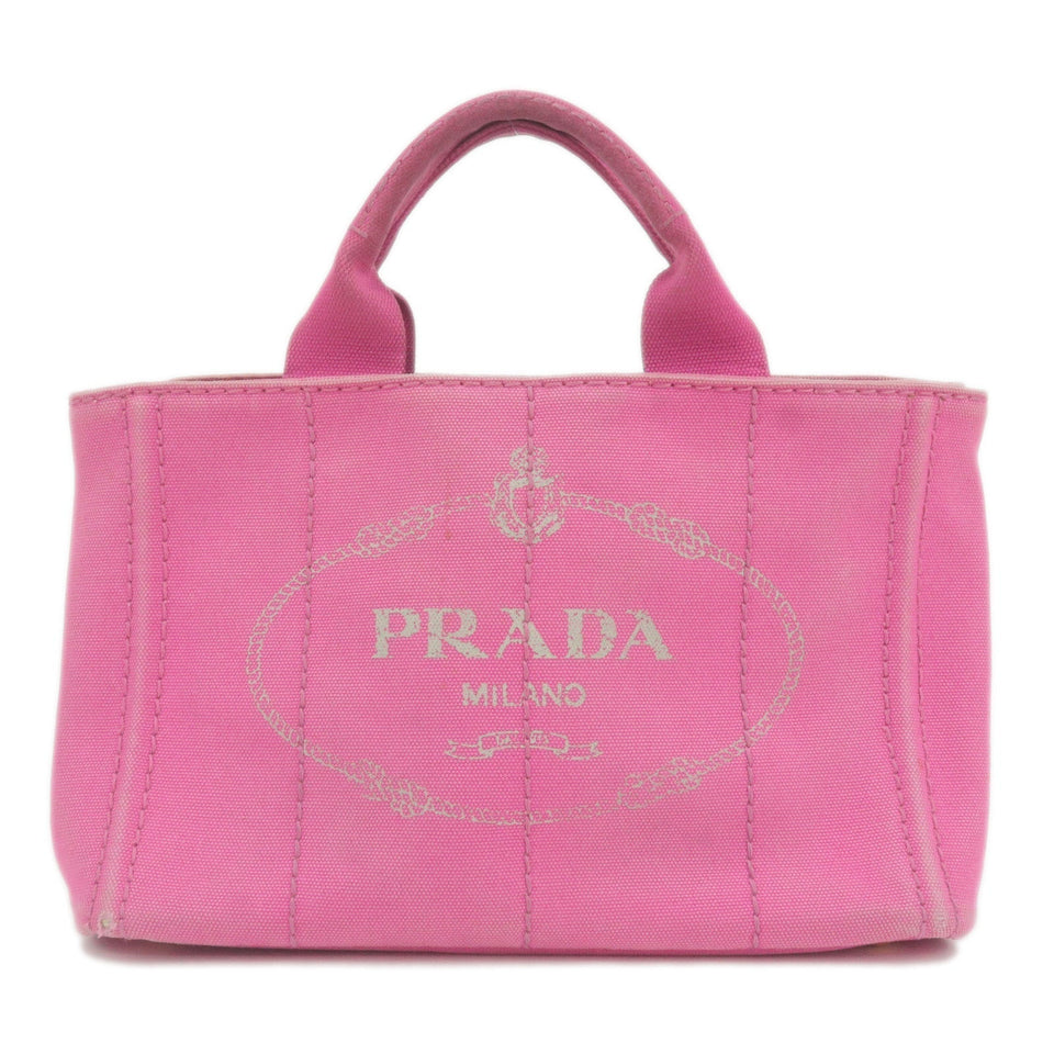 Prada Logo Canapa Mini Canvas Hand Bag Tote Bag Pink