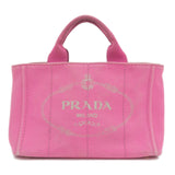 Prada Logo Canapa Mini Canvas Hand Bag Tote Bag Pink
