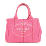 Prada Logo Canapa Mini Canvas 2Way Tote Bag Pink 1BG439