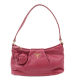Prada Leather Rose Corsage Hand Bag Pouch Pink 1N1439