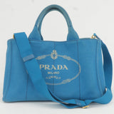 Prada Canapa Canvas 2Way Hand Bag Tote Bag Blue 1BG642