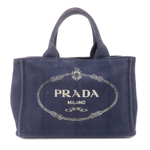 Prada Canapa Mini Canvas 2Way Tote Bag Hand Bag Navy 1BG439