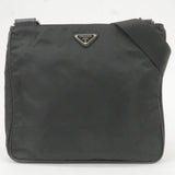 Prada Logo Nylon Leather Shoulder Bag Purse Black VA0251