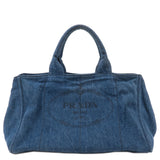 Prada Canapa Large Canvas Tote Bag Hand Bag Denim Blue B1872B