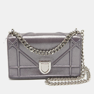 Purple Iridescent Leather Diorama Wallet on Chain