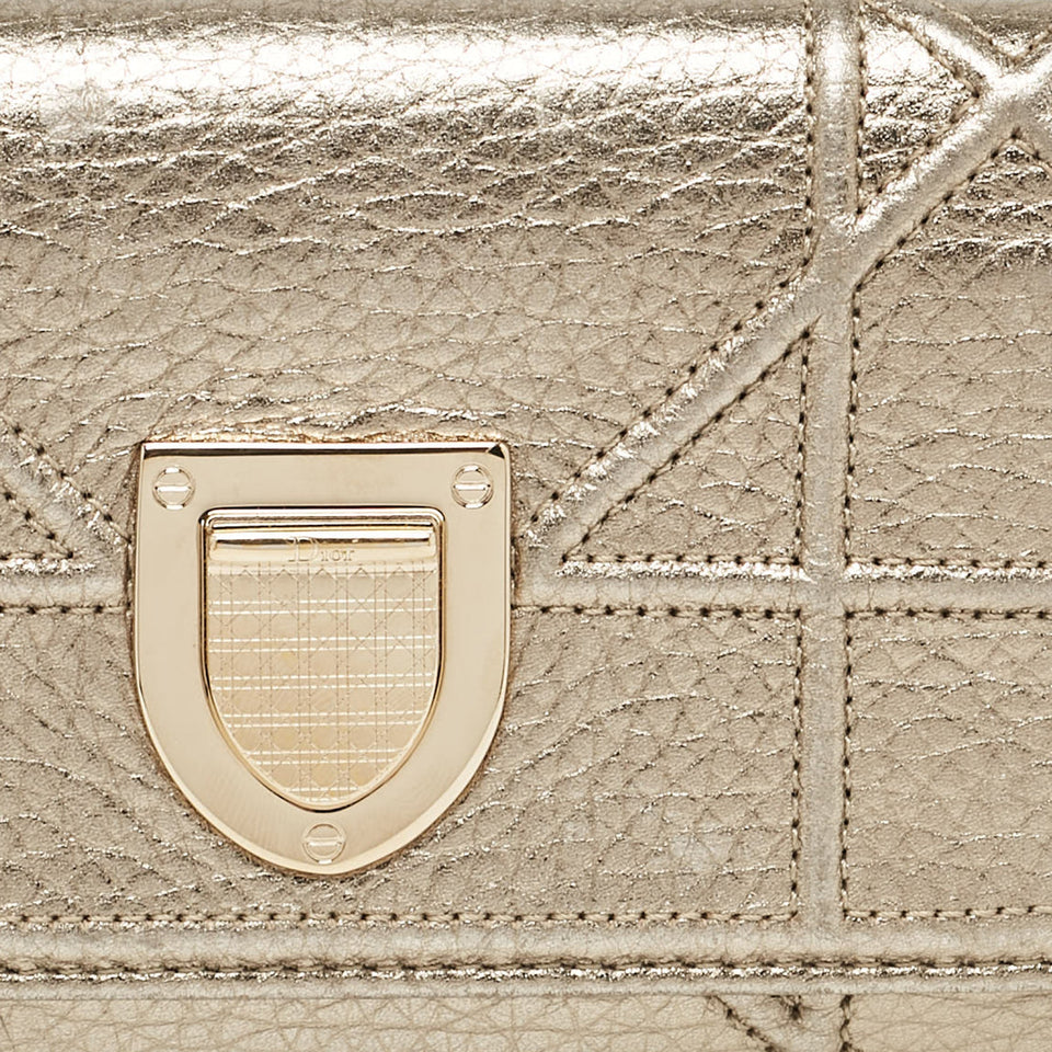 Dior Gold Leather Diorama Trifold Wallet