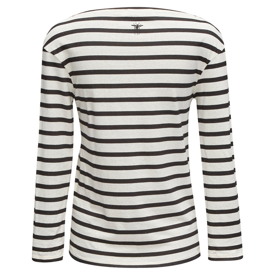 Dior No Great Women Artists Striped Cotton Linen Tshirt