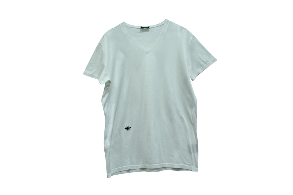 Dior Homme T-Shirt with Bee Embroidery in White Cotton