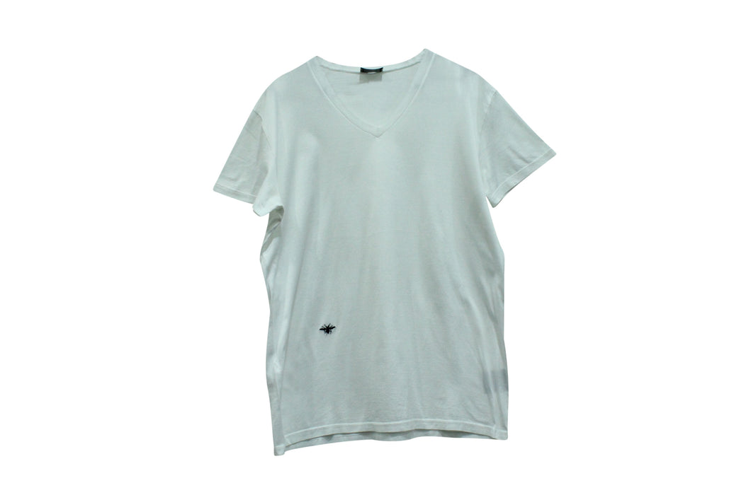 Dior Homme T-Shirt with Bee Embroidery in White Cotton