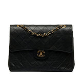 Chanel Classic Double Flap Medium Tall Black Lambskin Gold