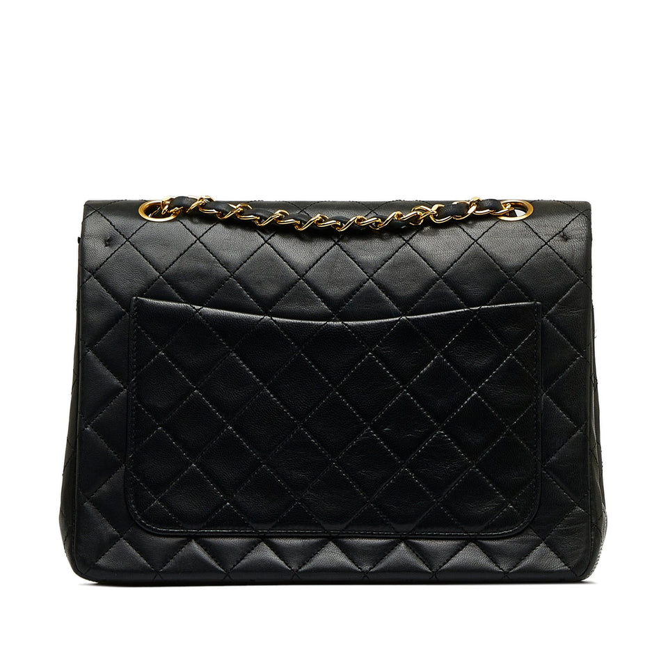 Chanel Classic Double Flap Medium Tall Black Lambskin Gold