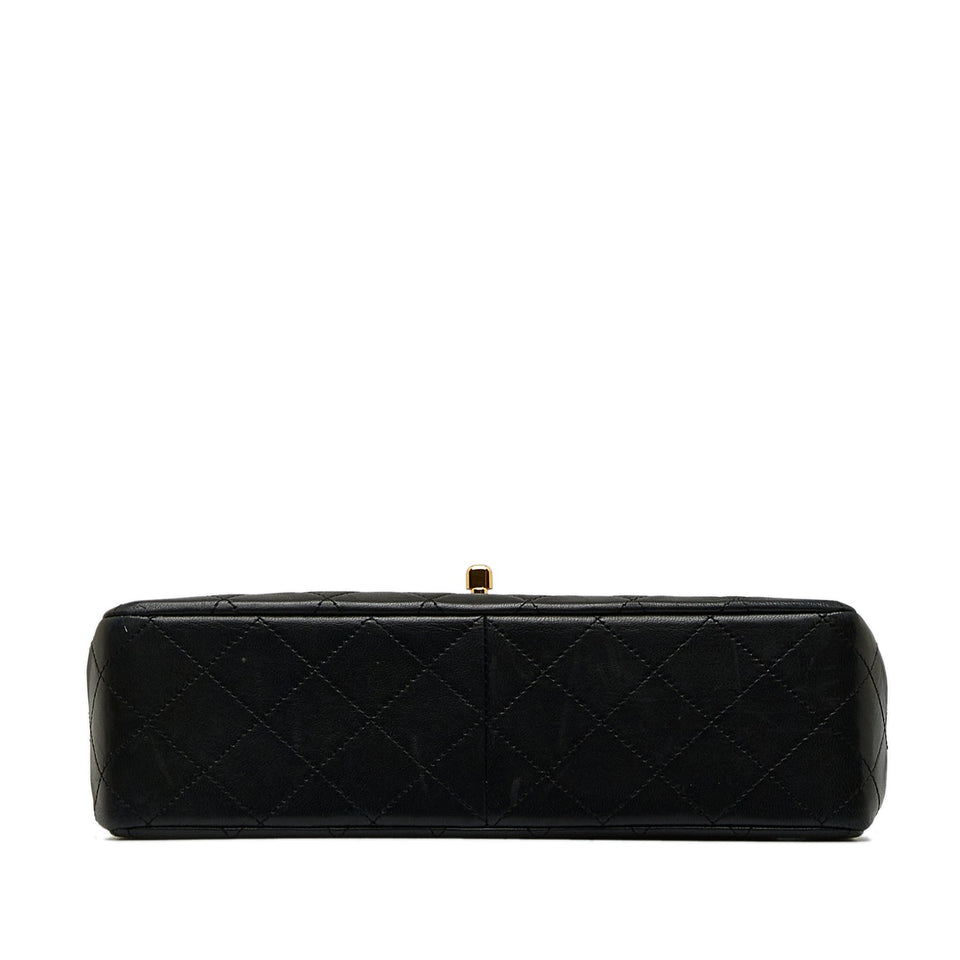 Chanel Classic Double Flap Medium Tall Black Lambskin Gold