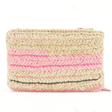 Prada Raffia Tricot Leather Shoulder Bag Beige Pink 1BF071