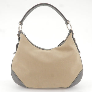 Prada Logo Jacquard Leather Shoulder Bag Beige Black BR3430