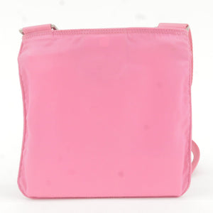 Prada Logo Nylon Shoulder Bag Crossbody Bag Purse Pink B7372