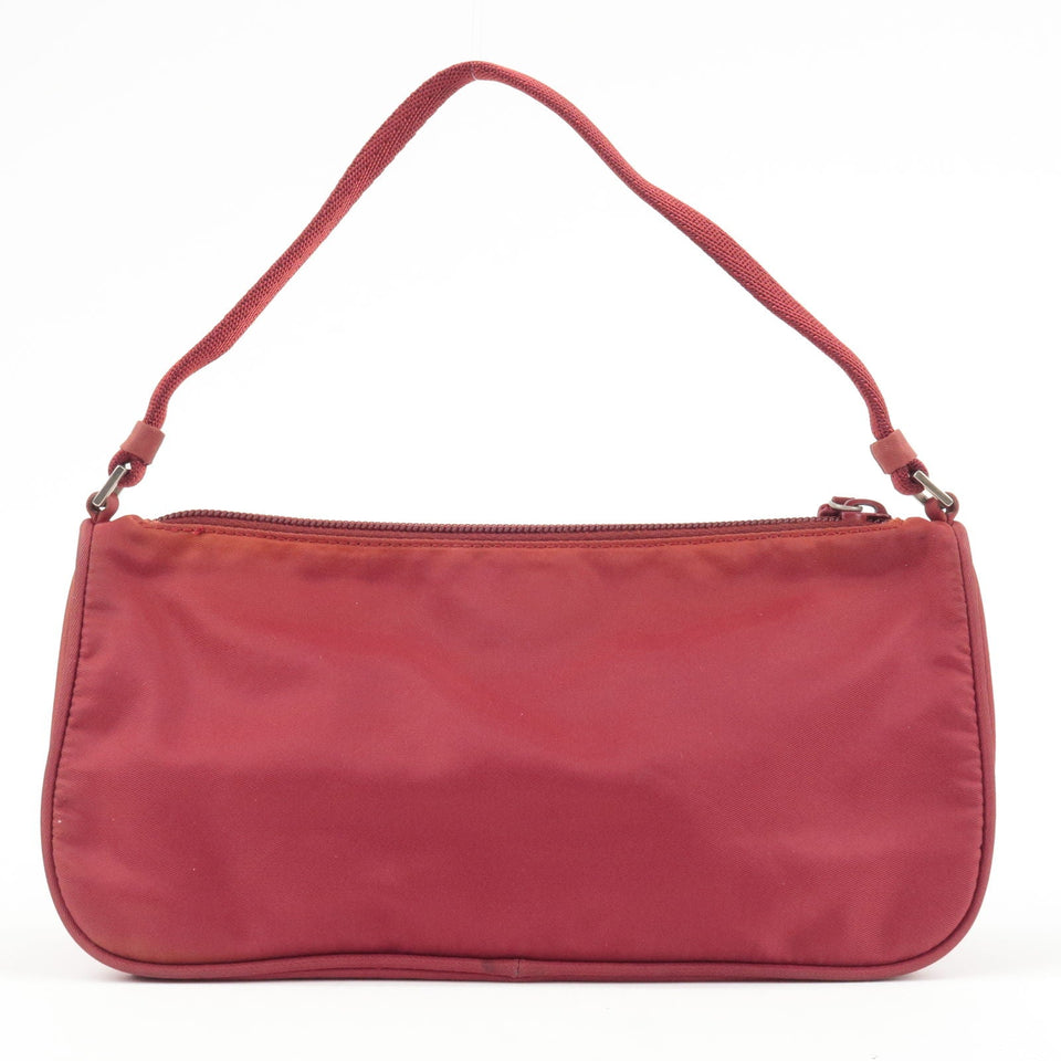 Prada Logo Nylon Hand Bag Shoulder Bag Pouch Purse Red