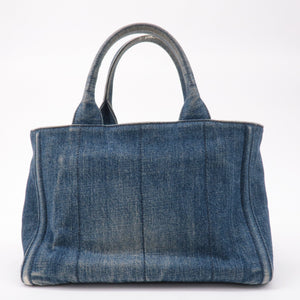 Prada Denim Bijou Canapa Mini Canvas 2Way Hand Bag Blue 1BG439