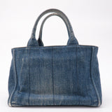 Prada Denim Bijou Canapa Mini Canvas 2Way Hand Bag Blue 1BG439