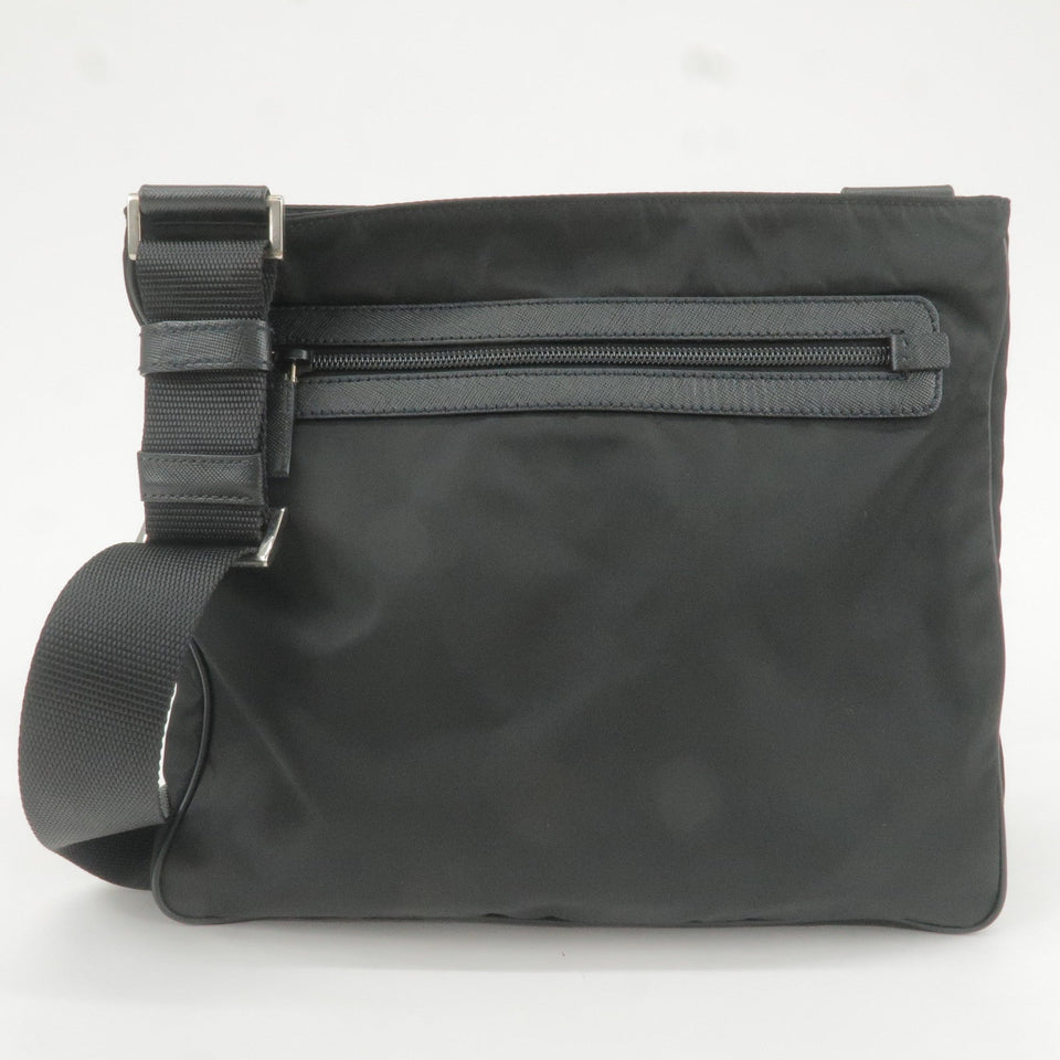 Prada Logo Nylon Leather Shoulder Bag NERO Black VA0338