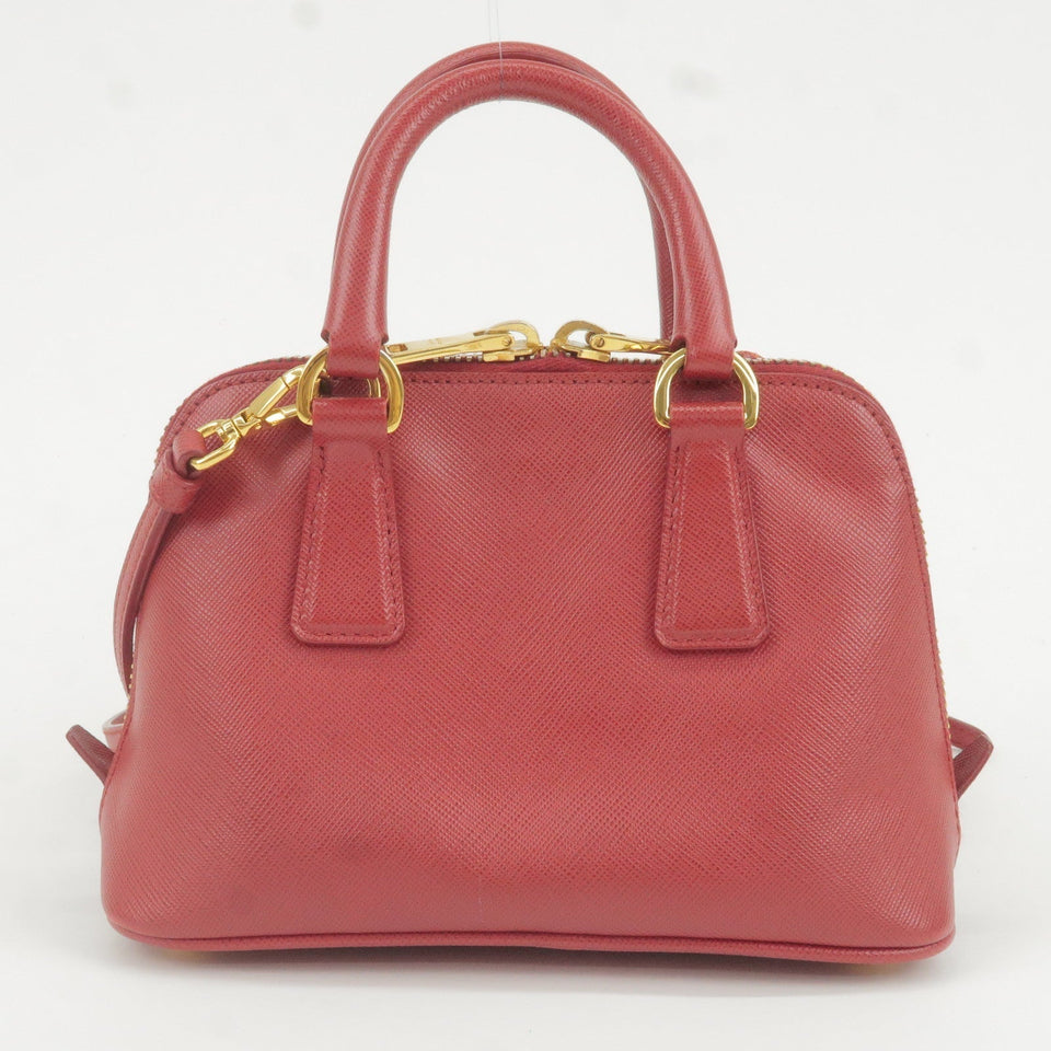 Prada Leather Promenade Mini 2Way Bag Shoulder Bag Red BL0851