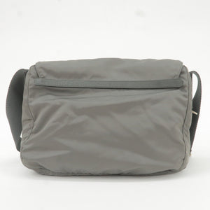 Prada Logo Nylon Leather Shoulder Bag Crossbody Bag Gray