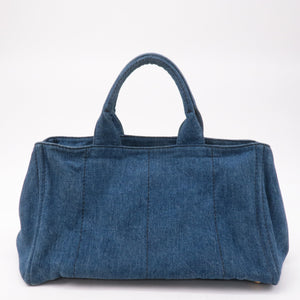 Prada Canapa Large Canvas Tote Bag Hand Bag Denim Blue B1872B