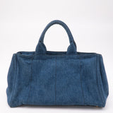Prada Canapa Large Canvas Tote Bag Hand Bag Denim Blue B1872B