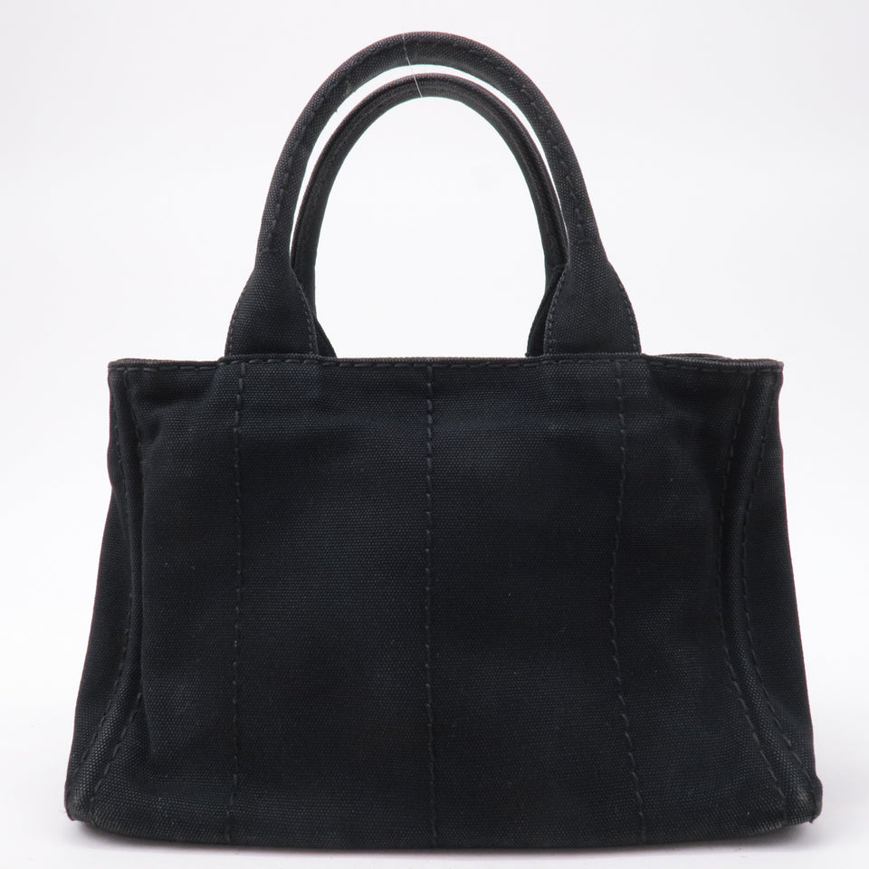 Prada Canapa Mini Canvas Tote Bag Hand Bag Black