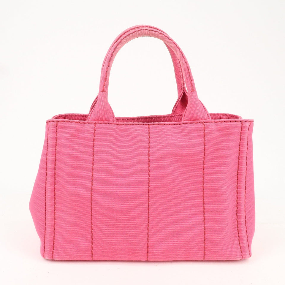 Prada Logo Canapa Mini Canvas 2Way Tote Bag Pink 1BG439
