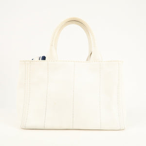 Prada Canapa Mini Canvas 2Way Tote Bag Hand Bag White 1BG439