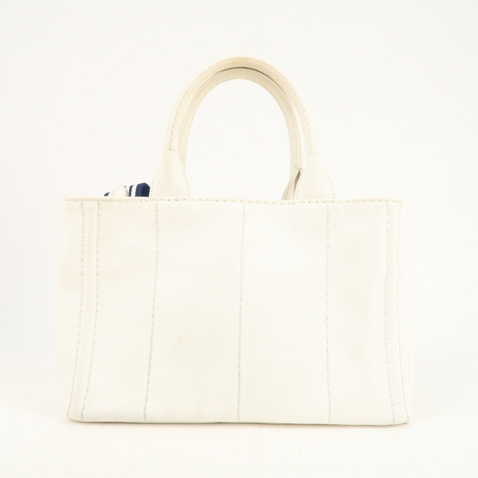 Prada Canapa Mini Canvas 2Way Tote Bag Hand Bag White 1BG439