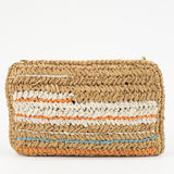Prada Raffia Tricot Leather Shoulder Bag Beige Orange 1BF071