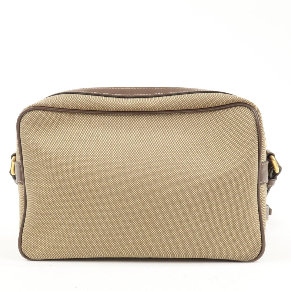 Prada Logo Jacquard Leather Shoulder Bag Beige Brown 1BH089