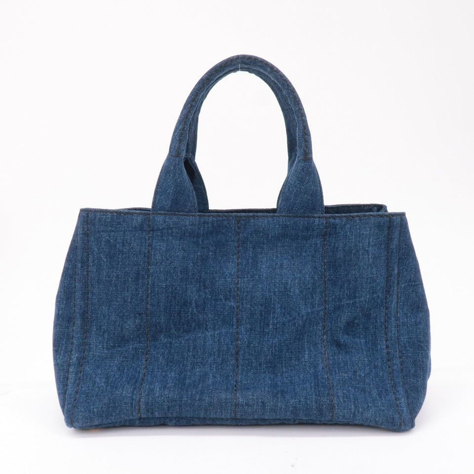 Prada Canapa Denim Tote Bag Hand Bag Denim Blue B1877B