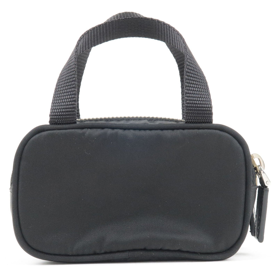 Prada Logo Nylon Leather Pouch Mini Bag Black 1N1346