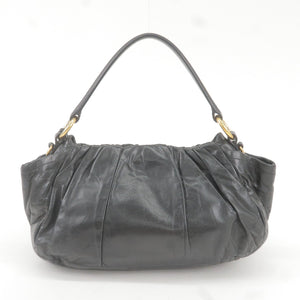 Prada Logo Leather Shoulder Bag With Tassel Black