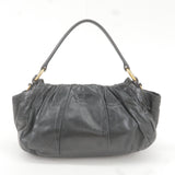 Prada Logo Leather Shoulder Bag With Tassel Black